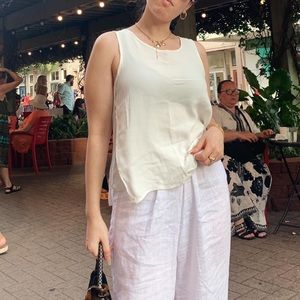 Linen layered off white top